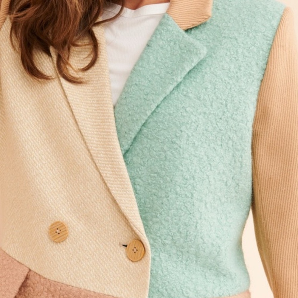 English Factory color block coat - medium coat. - Picture 6 of 11